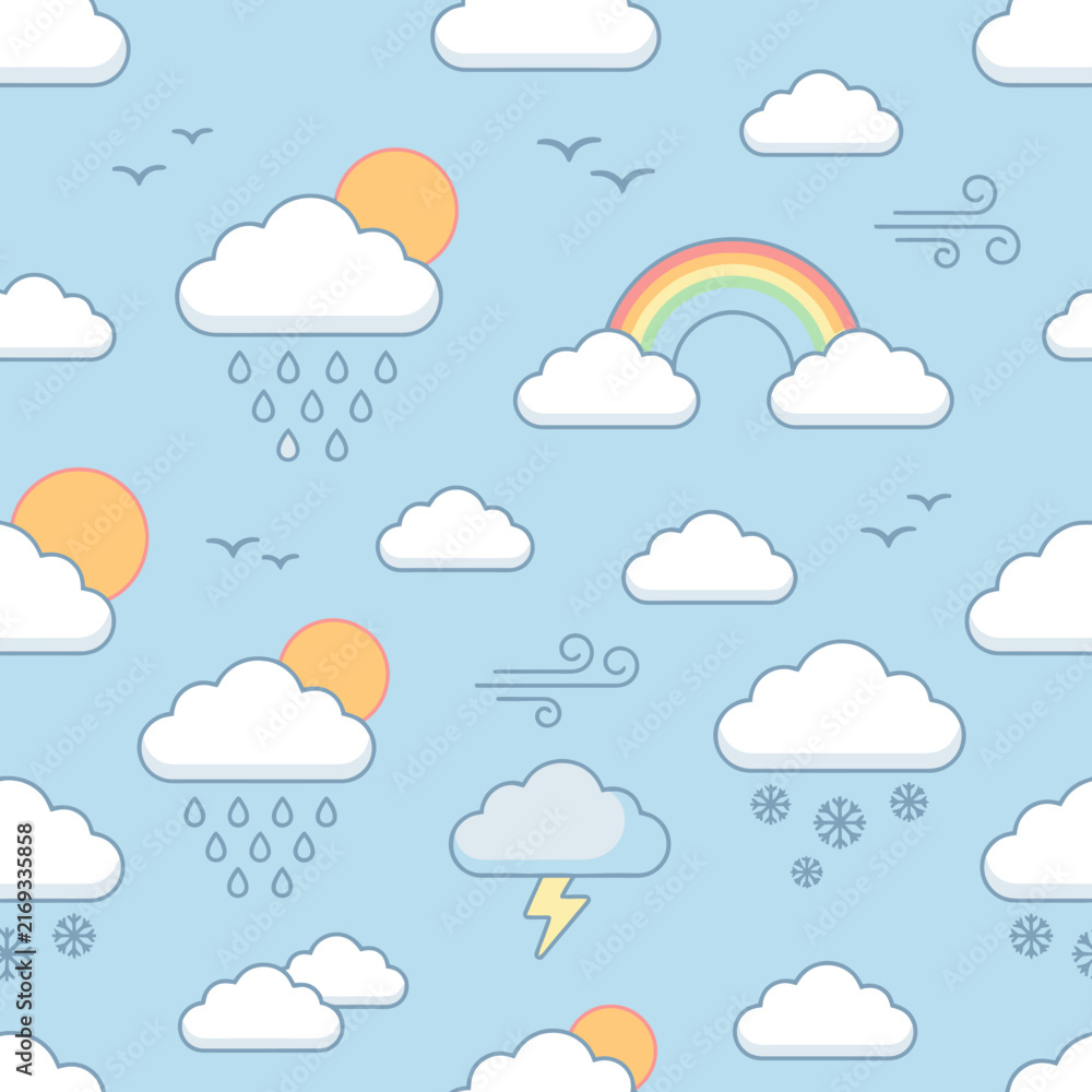 Obraz premium Colorful Weather Illustration Background for Kids and Education