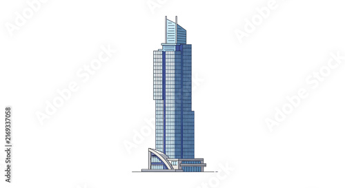 Modern Corporate Skyscraper Vector Illustration on White Background