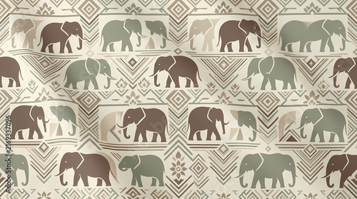 Elegant elephant illustration featuring thai patterns and textures for cultural and artistic backgrounds
