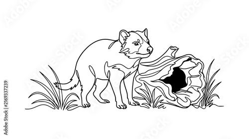 Tasmanian Devil Line Art Isolated Illustration