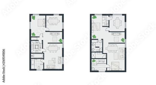 Modern House Architectural Floor Plan Layout with Furniture