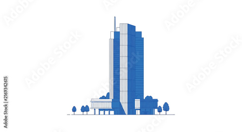 Modern Blue Skyscraper Illustration for Business and Real Estate