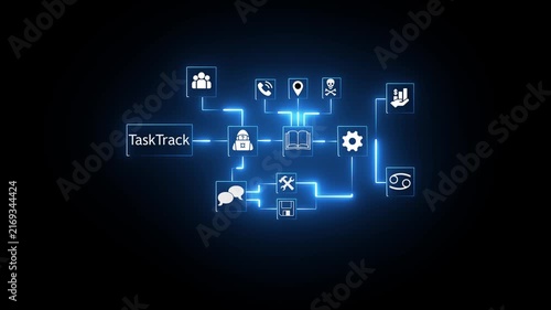 Corporate activity organization animated banner with line icons. Business wakeful. Outline symbols on dynamic background. Dark to light transition. HD video for website header, presentation