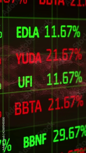Animation of stock market display with financial data