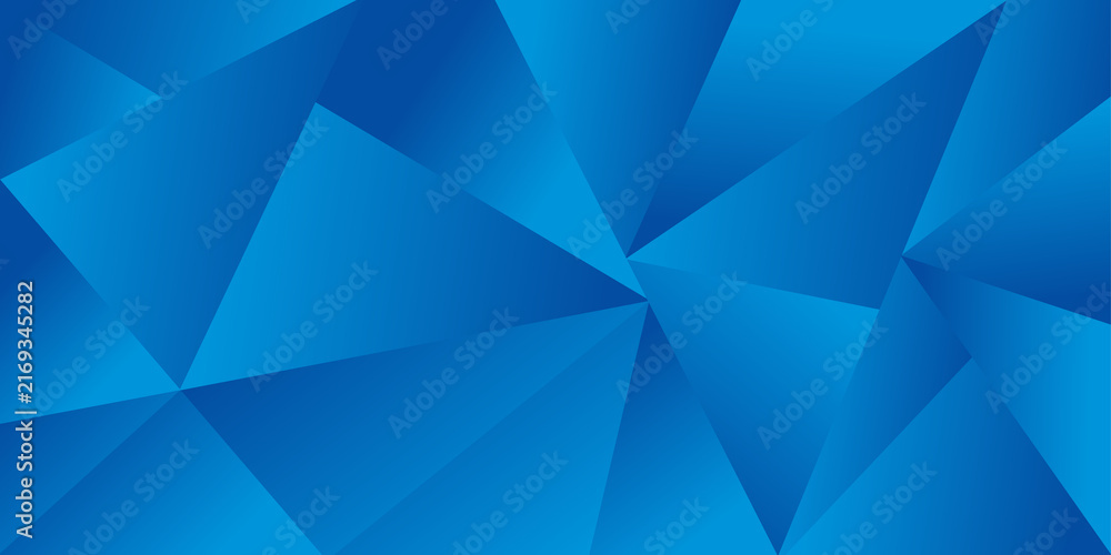 Fototapeta premium Dynamic blue abstract geometric background with modern low poly shapes, ideal for technology presentations and digital designs.