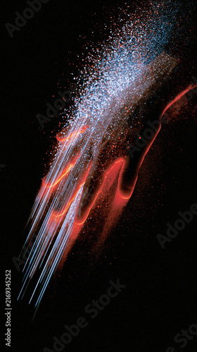 an artistic, high contrast visualization of a hand moving through dark space