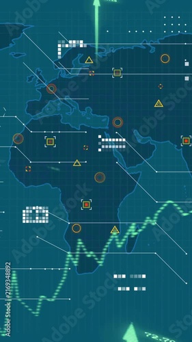 Animation of stock market and connections over world map
