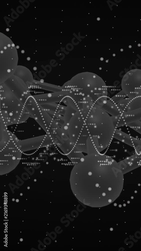 Animation of digital data processing over dna strand spinning