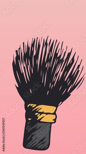 Animation of make up brushes repeated on pink background