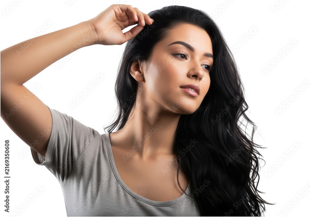 Fototapeta premium Young woman scratching her head with confused expression