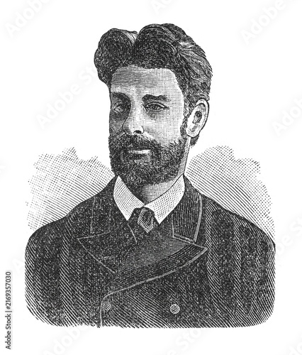 Foto Danish critic and literary historian Georg Brandes, featuring a full beard and formal 19th-century attire, old vintage illustration, 1894
