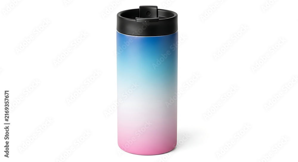Obraz premium Gradient-colored cylindrical vacuum or storage canister with black lid