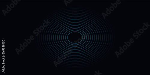 Blue abstract background with glowing circles. Swirl circular lines pattern. Geometric spiral. Twirl element. Modern graphic design. Futuristic technology concept.