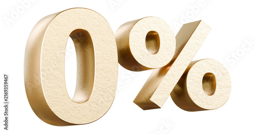 Metallic gold 0 percent symbol illustration