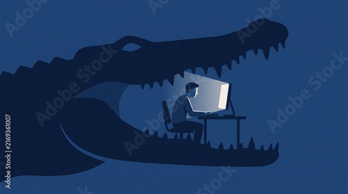 Cyber Threat and Online Predator Concept Illustration