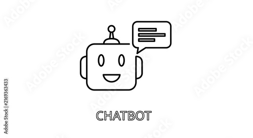 Minimalist Line Art Vector Illustration of an Intelligent Chatbot Interface Concept