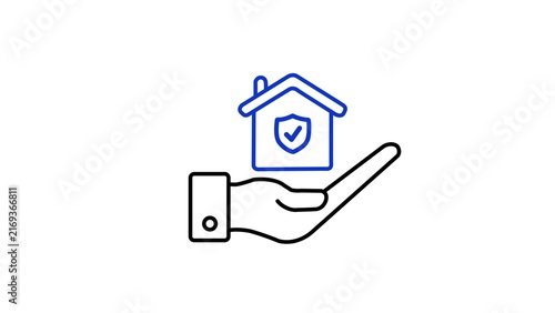 Hand Holding Secure Home and Property Protection Outline Icon