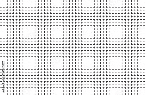 A minimalist black and white geometric pattern featuring repeating grid lines and small dots creating a clean modern texture for graphic design