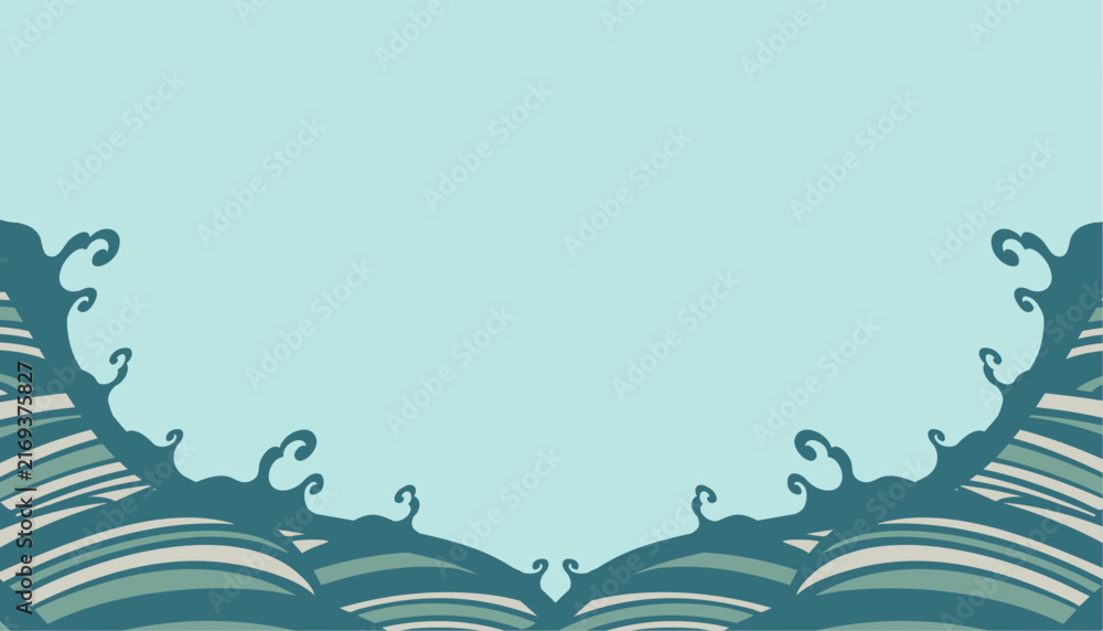 Fototapeta premium 波 海のイラスト背景