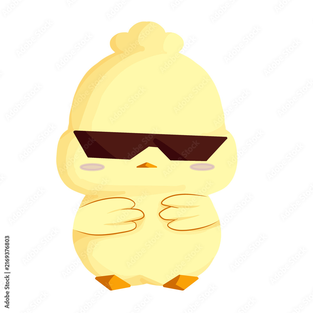 Fototapeta premium CUTE YELLOW DUCK LOOKING COOL USING EYEGLASSES 