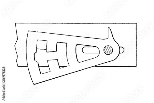 Locking mechanism and latch in cross-section, old vintage illustration, 1897.