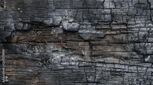 Burnt Wood Background Texture with Cracked Charred Grain