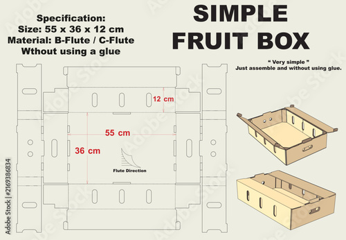Strong Corrugated Cardboard Fruit Box with Ventilation Holes and Easy Lift Handles