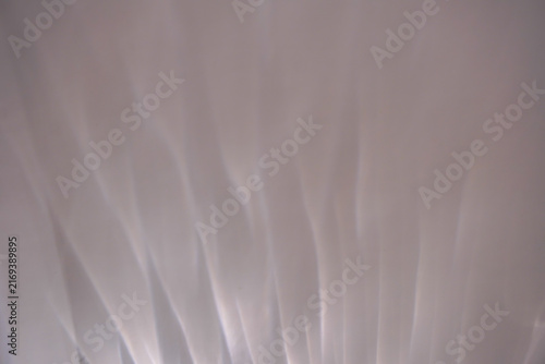 Abstract soft white light refraction and wavy shadow texture on neutral wall background for product mockup.