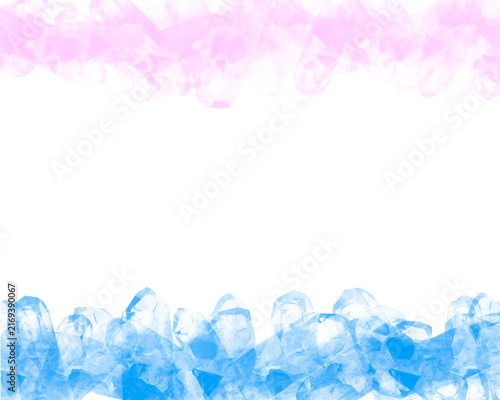 Background with crystals on white, pink and blue crystals on a white background, opulent background for design and advertising