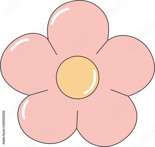 Pink Flower Flat Vector Illustration
