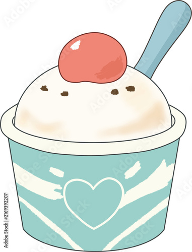 Ice Cream Cup Flat Vector Illustration