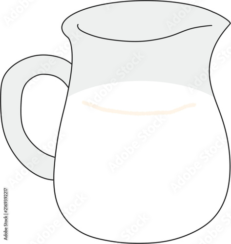 Milk Pitcher Side View Flat Vector Illustration
