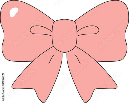 Pink Ribbon Bow Flat Vector Illustration