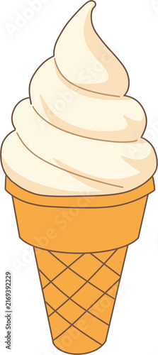 Soft Serve Ice Cream Cone Flat Vector Illustration