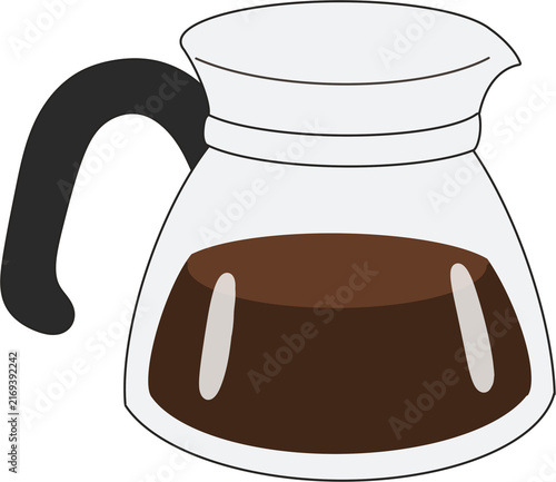Coffee Pot Side View Flat Vector Illustration