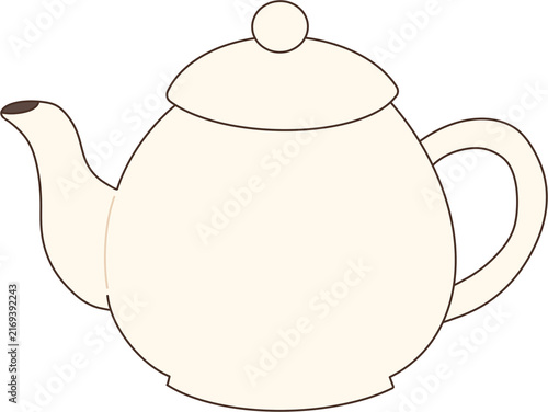 Teapot Side View Flat Vector Illustration