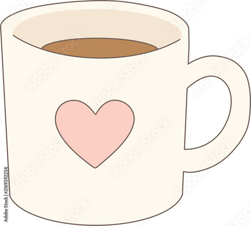 Heart Mug Cup Flat Vector Illustration