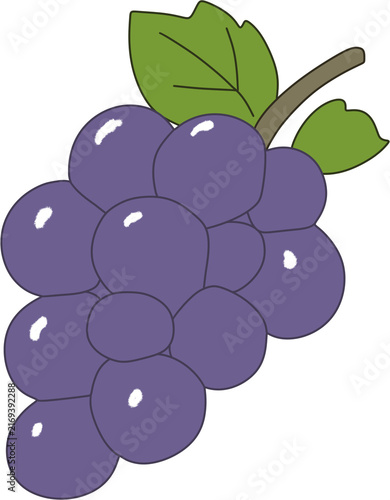 Grape Bunch Flat Vector Illustration