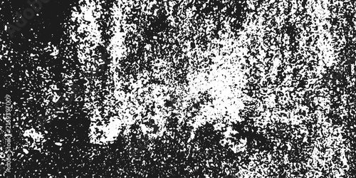 Vector black and white textured grunge backdrop. Distressed rough noise pattern, heavy dark overlay effect, and urban abstract graphic design illustration.