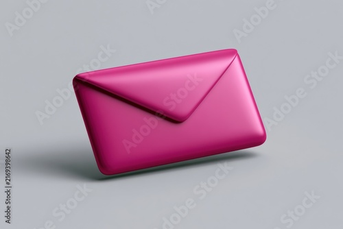 Single smooth 3D magenta envelope icon on gray background