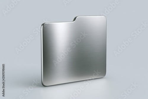 Silver metallic folder icon with brushed texture on light background
