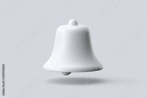 White bell notification icon with soft shadow on light background