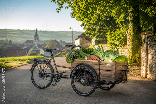 Local farm vegetables delivered by cargo tricycle