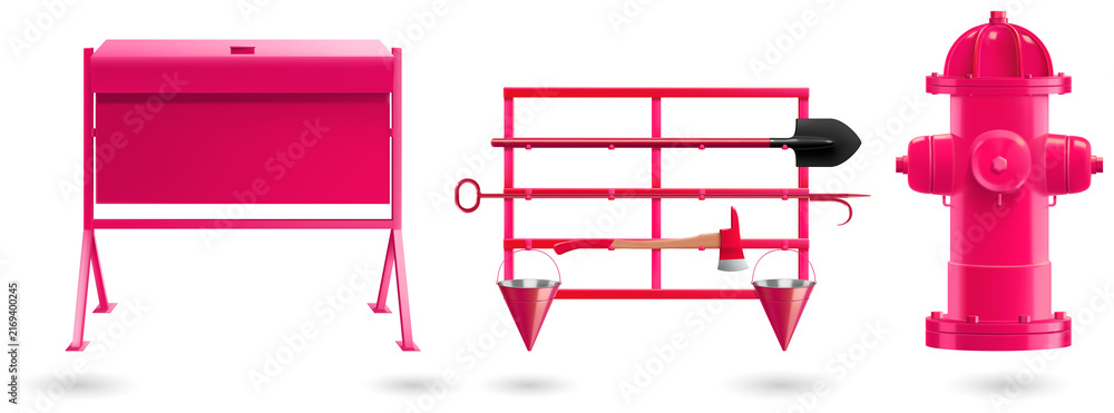 Obraz premium Vibrant pink emergency equipment for fire safety awareness campaigns on transparent background PNG
