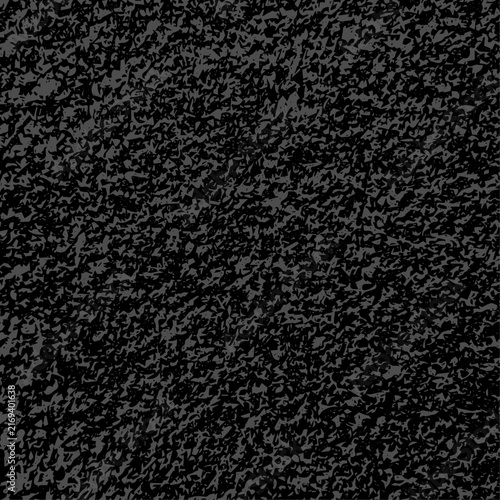 Dark grain texture background with dense distressed noise, rough grunge surface, black and gray tones, scattered particles and speckles, creating a gritty vintage abstract effect for design