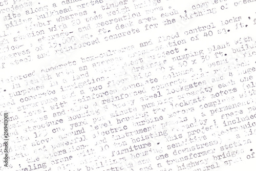 Partially legible typewritten text on a paper, featuring both complete and incomplete words due to inconsistent ink application. It's part of an engineer's CV. 