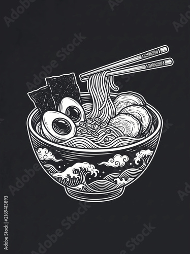Ramen Bowl with Chopsticks.
