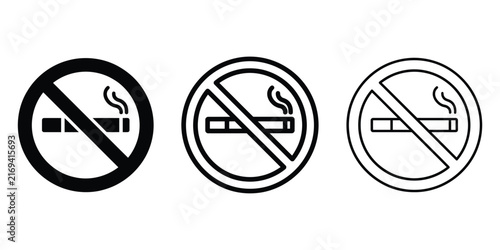 Foto No Smoking Sign icon line art vector, bold outline and silhouette design