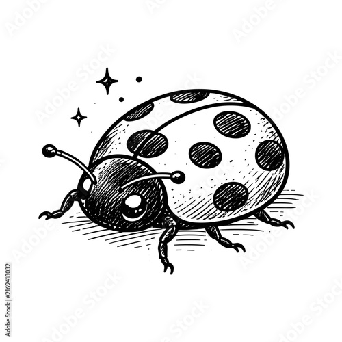 Ladybug hand drawn sketch icon logo flat vector design