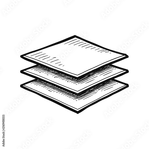 Layers black and white sketch icon logo flat vector design